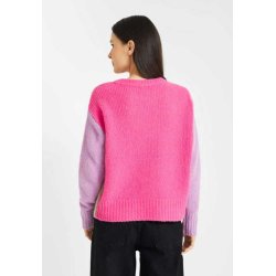 FRIEDA&FREDDIES Damen Strickpullover 5337-123 –beige/pink mit flieder Ärmeln 36