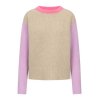 FRIEDA&FREDDIES Damen Strickpullover 5337-123 –beige/pink mit flieder Ärmeln 36