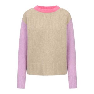 FRIEDA&FREDDIES Damen Strickpullover 5337-123 –beige/pink mit flieder Ärmeln 44
