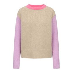 FRIEDA&FREDDIES Damen Strickpullover 5337-123 –beige/pink mit flieder Ärmeln 44