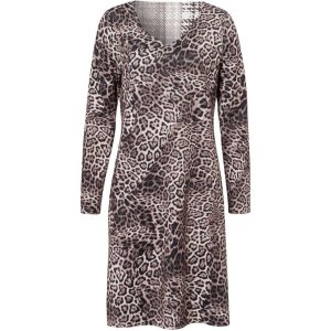 TUZZI Damen Kleid 425500-085 – Wendekleid mit Leo-Design und Kontraststreifen 36