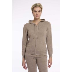 Rino & Pelle Damen Kaschmir-Jacke Pam 5002511 – Strickjacke mit Kapuze in Dark Toffee XXL
