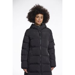 Rino & Pelle Damen Steppmantel Jade 7002512 – Langer Daunenlook-Mantel in Schwarz 40