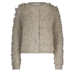RED BUTTON Damen Strickjacke Loops – Cardigan mit Fransenstruktur in Stone S