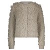 RED BUTTON Damen Strickjacke Loops – Cardigan mit Fransenstruktur in Stone S