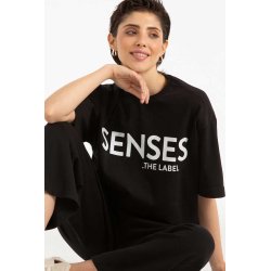 SENSES The Label Damen T-Shirt – Logo Print in Schwarz L