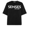 SENSES The Label Damen T-Shirt – Logo Print in Schwarz L