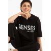 SENSES The Label Damen T-Shirt – Logo Print in Schwarz L