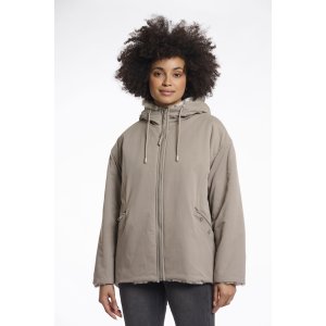 Rino & Pelle Damen Wendejacke Ines.7002512 – Wendbare Jacke mit Kapuze in Taupe & Leo-Print 42