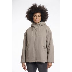 Rino & Pelle Damen Wendejacke Ines.7002512 – Wendbare Jacke mit Kapuze in Taupe & Leo-Print 42