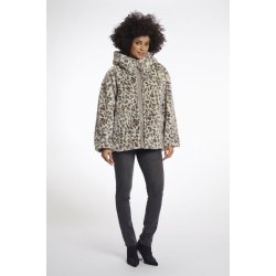 Rino & Pelle Damen Wendejacke Ines.7002512 – Wendbare Jacke mit Kapuze in Taupe & Leo-Print 42