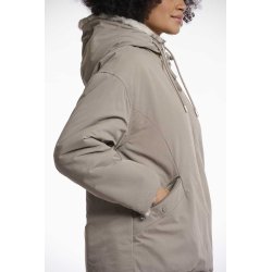 Rino & Pelle Damen Wendejacke Ines.7002512 – Wendbare Jacke mit Kapuze in Taupe & Leo-Print 42
