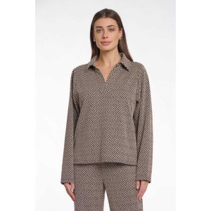 Rino & Pelle Damen Oberteil Janisa.7002513 – Langarmshirt mit grafischem Muster in Sand-Mix