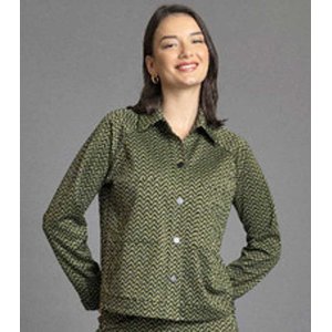 Sani Blu Damen Bluse 8011 – Hemd in Matcha mit Zickzack-Muster 40