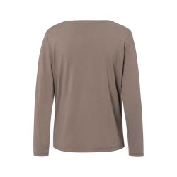 TUZZI Damen Shirt 425460-871 – Langarmshirt mit Animal-Print und Strassdetails in Truffle 40
