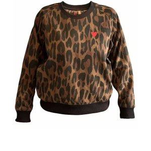 CRICKIT Damen Sweatshirt SUY Leo – Leopardenmuster mit Herz-Detail L