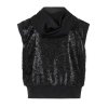 SPORTALM Damen Weste 200088-5900 – Schwarze Pailletten-Weste mit Kapuze 40