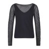 SPORTALM Damen Netzshirt 250364-5900 – Schwarzes Mesh-Langarmshirt mit Raffung 42