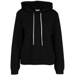 Sani Blu Damen Hoodie 8047 – Schwarzer Kapuzenpullover mit Strass-Details 44