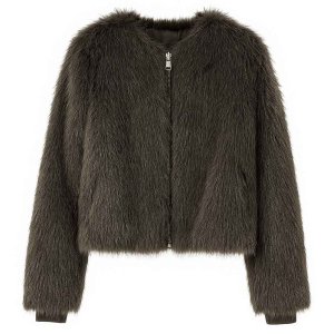 KAOS Damen Bomberjacke RIJLE001 – Kunstfell-Jacke in Fango