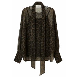 KAOS Damen Bluse RIJGX013 – Transparente Leo-Bluse...