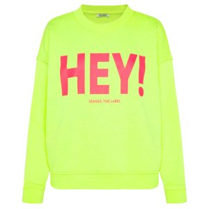 SENSES The Label Damen Sweatshirt SE2502-3038-47 – Neon Lime mit „HEY!“ Print L