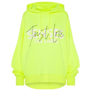 SENSES The Label Damen Hoodie SE2502-3039-33 – Neon Lime mit „Just Love“ Print M/L