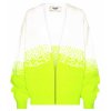 SENSES The Label Damen Strickjacke SE2502-4049-11-LIME – Kurze Cardigan in Weiß-Neon-Lime