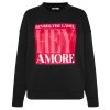 SENSES The Label Damen Sweatshirt SE2502-3038-45 – „HEY AMORE“ Print in Optic Black XL