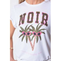 CATNOIR Damen T-Shirt 261-6350-2 – Weißes Printshirt mit Palmenmotiv & „NOIR“ Schriftzug 36