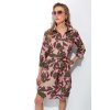 CATNOIR Damen Kleid 261-3632-2 – Hemdblusenkleid mit floralem Pink-Olive Print & Bindegürtel