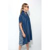 CATNOIR Damen Kleid 261-3183-3 – Jeanskleid mit Leopard-Print Rückenpartie & Halbknopfleiste 38