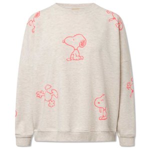 CODELLO Damen Sweatshirt 61B0003 – Kuscheliges Peanuts™ Sweatshirt mit Snoopy-Print in Beige-Melange