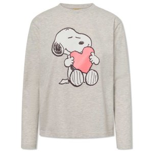 CODELLO Damen Longsleeve 61B0006 – Peanuts™ Langarmshirt aus Baumwollmischung mit Snoopy-Print in Grau