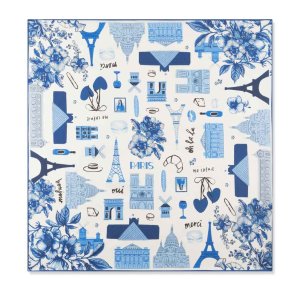 CODELLO Nickituch 61T0012 – Premium Nickituch aus reiner Seide mit Paris‑Motiven in Blau