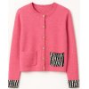 FRIEDA & FREDDIES Damen Cardigan 26136– Rosa Strickjacke mit Zebra‑Details & Knöpfen