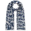 CODELLO Schal 61S0005 – Leichter Schal aus Modal‑Baumwoll‑Mischung mit französischen Schriftzügen