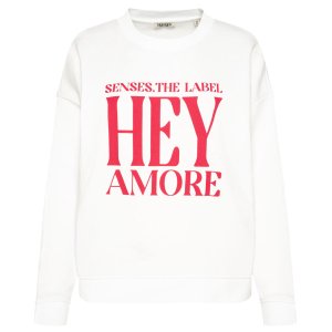 SENSES The Label Damen Sweatshirt SE2502-3038-46 – „HEY AMORE“ Print in Optic White XXL