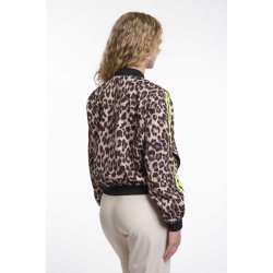 RINO&PELLE Damen Bomberjacke Banner.7002621 – Leopard Neon – Animal Print Bomber mit Neonstreifen 38