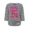 ZWILLINGSHERZ Damen Shirt 2019AAW‑019 – Gestreiftes Oversize‑Shirt mit „MORE AMOR POR FAVOR“ Print