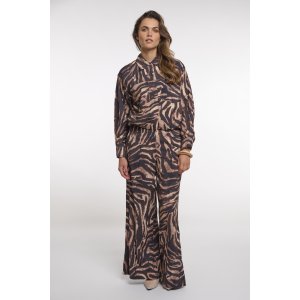 RINO&PELLE Damen Hose Darja Regular.70026 – Wide Leg Pants in Brown Zebra