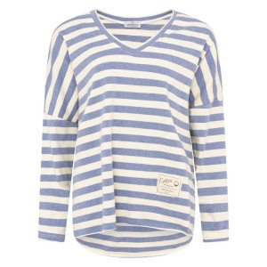 ZWILLINGSHERZ Damen Shirt 2014Alok‑84 – Gestreiftes Longsleeve mit V‑Ausschnitt aus 100% Baumwolle