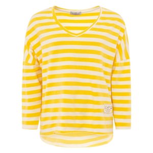 ZWILLINGSHERZ Damen Shirt 2014Alok‑077 – Gestreiftes Longsleeve mit V‑Ausschnitt aus 100% Baumwolle