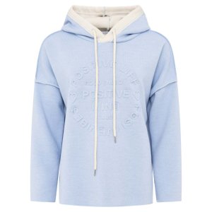 ZWILLINGSHERZ Damen Hoodie 2021‑45467‑880‑898.0‑018 – Doubleface Hoodie ohne Fleece mit „Positive Mind“ Stick in Hellblau