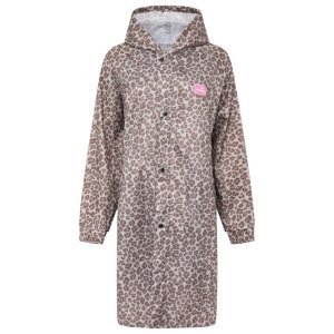 ZWILLINGSHERZ Regenmantel 4616AAA-025 – Leopard‑Print Regenjacke mit Kapuze & Druckknöpfen