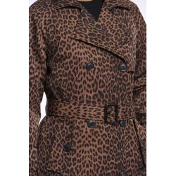 RINO&PELLE Damen Mantel Era.7002621 – Zweireihiger Mantel im Leoparden‑Design