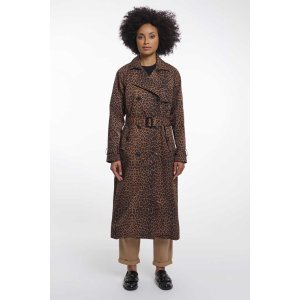 RINO&PELLE Damen Mantel Era.7002621 – Zweireihiger Mantel im Leoparden‑Design 38
