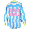 YIPPIE HIPPIE Damen Bluse S52‑211 – Oversize Sommerbluse mit Wellen‑Print & „CIAO BELLA“ Rückenprint M