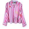 YIPPIE HIPPIE Damen Bluse S52‑213 – Sommerbluse mit buntem Streifen‑Print & Statement‑Details S