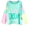 YIPPIE HIPPIE Damen Sweatshirt S52‑514 – Pastellfarbenes Statement‑Sweat „SUN DREAM“ mit Stern‑Details S